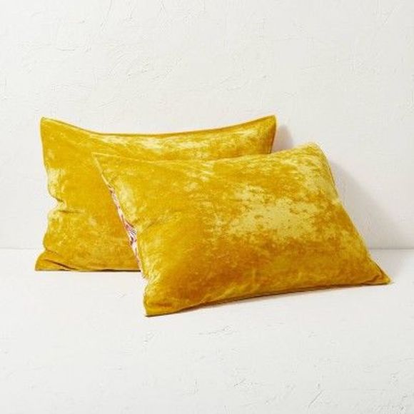 Opalhouse designed with Jungalow Bedding King Reversible Velvet Comforter Sham Set Gold